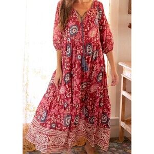 NATURAL LIFE Red and Blue Floral Maxi Dress